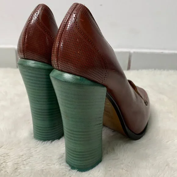Fendi Women's Brown Leather Platform Pumps Heels Size 38 1/2 - Picture 15 of 15